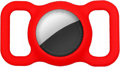 Dog Collar Holder - Protective Silicone Air Tag Case for Collars and Backpacks, Lightweight and Soft (Red)