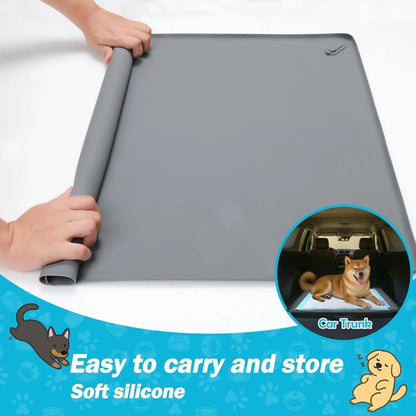 Dog Pee Pad Holder Tray for 36” X 25” with 4 Magnetic Clips Lock, Dog Training Floor Protection Trays with Non-Spill Raised Edges, Silicone Dog Potty Tray, Easy to Clean Puppy Pad Holder Tray, Puppy Potty Tray Holder for Indoor Floor Protection