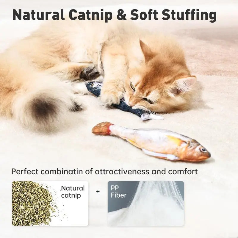 Ultra-Realistic Flopping Fish Cat Toys 3 Pack, Interactive Cat Toys for All Breeds, Tap-Activated 3 Flapping Mode, Sardine/Saury/Yellow Croaker, 7.1 Inches, with Catnip, Rechargeable,Interactive Pet Toys Tiktokshopspringglowup