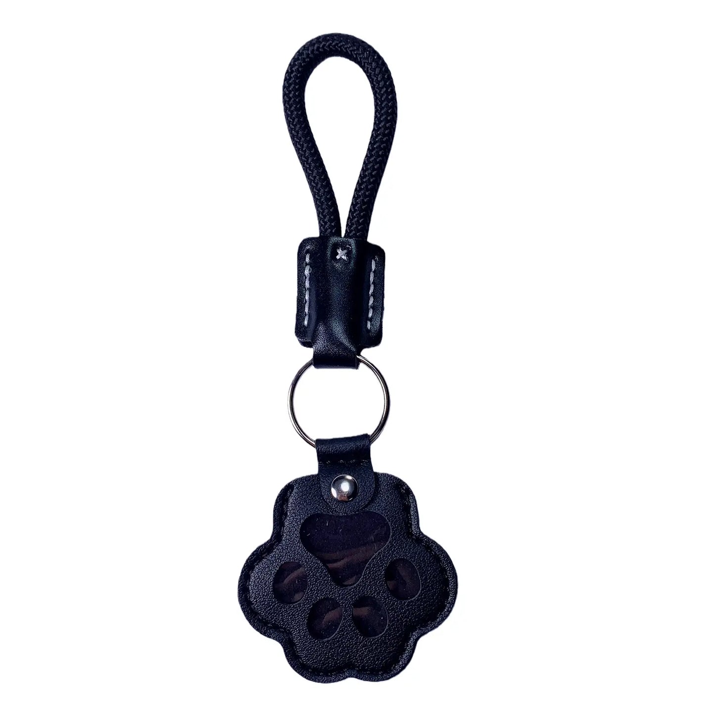 Pet Fur Memory Charm Leather Keychain Keepsake for Dog Cat Hair Paw-Shaped Design Memorial Sympathy Gift for Grieving Owners
