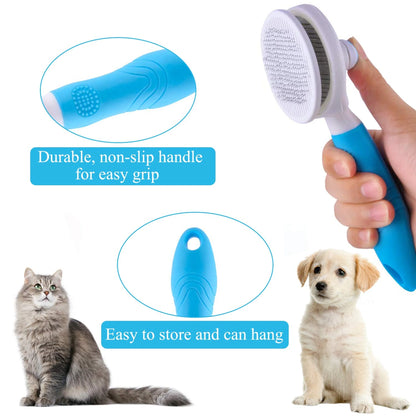 Professional Pet Grooming Brush, Self-Cleaning Deshedding Tool for Undercoat, Mats, and Knots - Suitable for All Hair Lengths