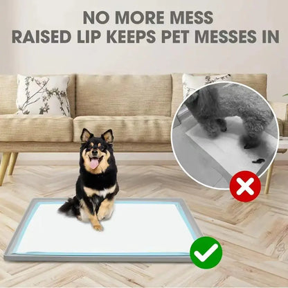 Dog Pee Pad Holder Tray for 36” X 25” with 4 Magnetic Clips Lock, Dog Training Floor Protection Trays with Non-Spill Raised Edges, Silicone Dog Potty Tray, Easy to Clean Puppy Pad Holder Tray, Puppy Potty Tray Holder for Indoor Floor Protection