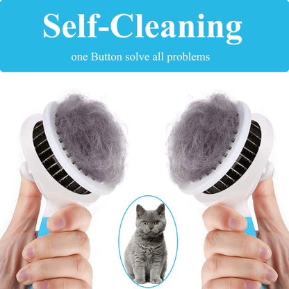 Professional Pet Grooming Brush, Self-Cleaning Deshedding Tool for Undercoat, Mats, and Knots - Suitable for All Hair Lengths