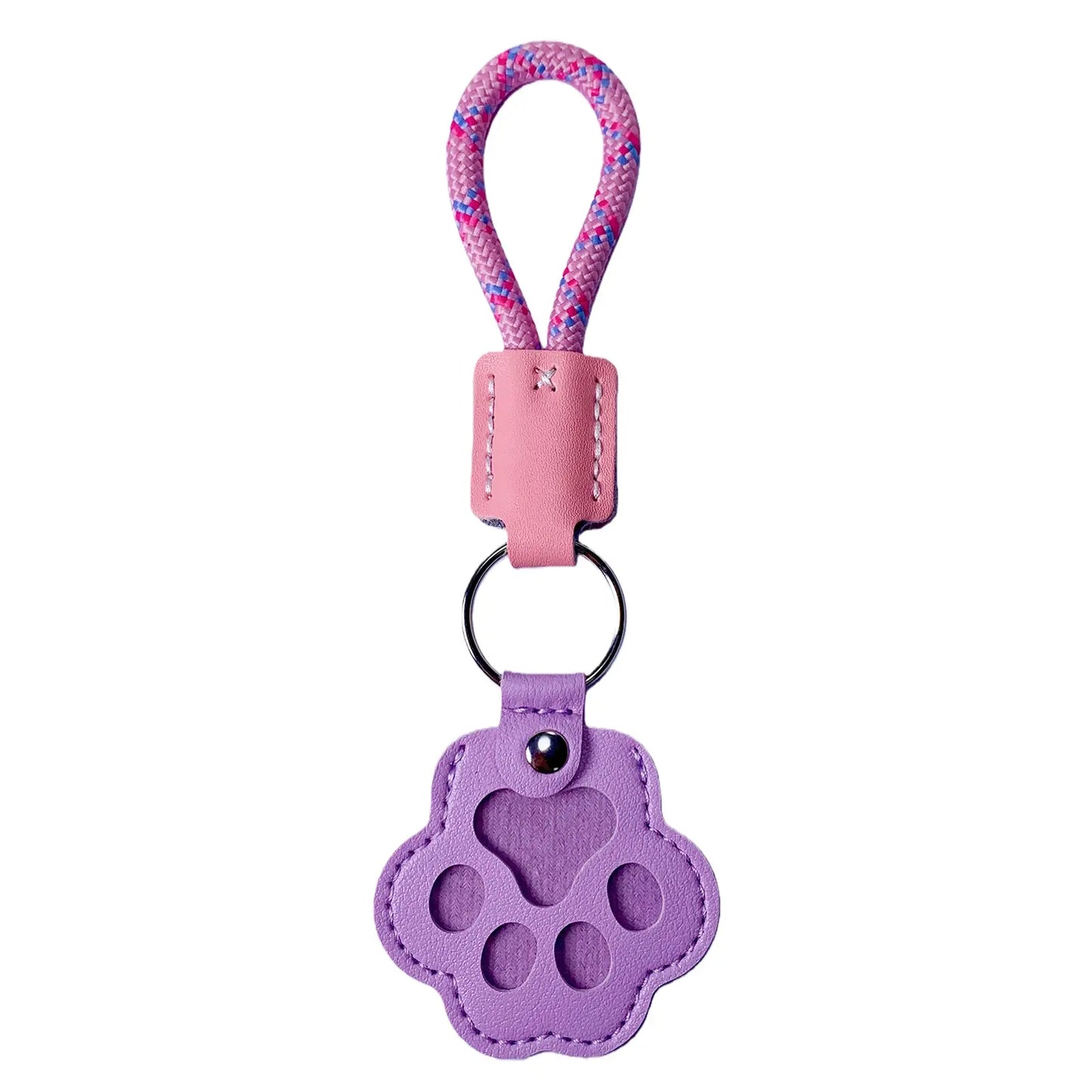 Pet Fur Memory Charm Leather Keychain Keepsake for Dog Cat Hair Paw-Shaped Design Memorial Sympathy Gift for Grieving Owners