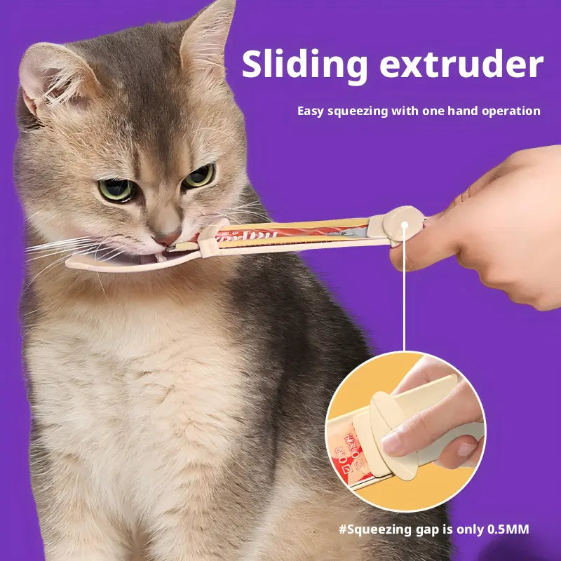 4 Pack Cat Strip Feeder Spoon - Wet Treats Dispense Squeeze Spoon for Cat Liquid Snack Lickable Feeding