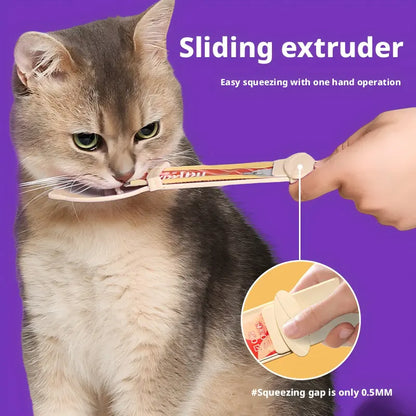 4 Pack Cat Strip Feeder Spoon - Wet Treats Dispense Squeeze Spoon for Cat Liquid Snack Lickable Feeding