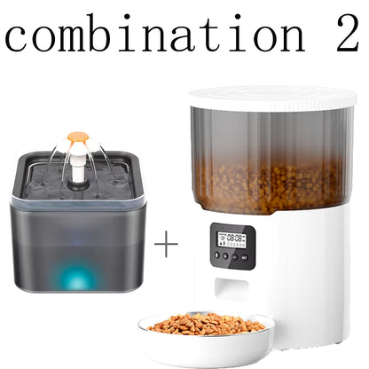 4L Smart Pet Feeder with Tuya WiFi Connectivity and 2L Automatic Drinking Fountain for Dogs and Cats