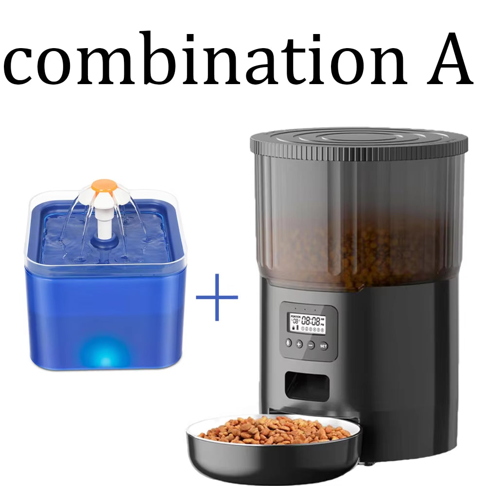 4L Smart Pet Feeder with Tuya WiFi Connectivity and 2L Automatic Drinking Fountain for Dogs and Cats