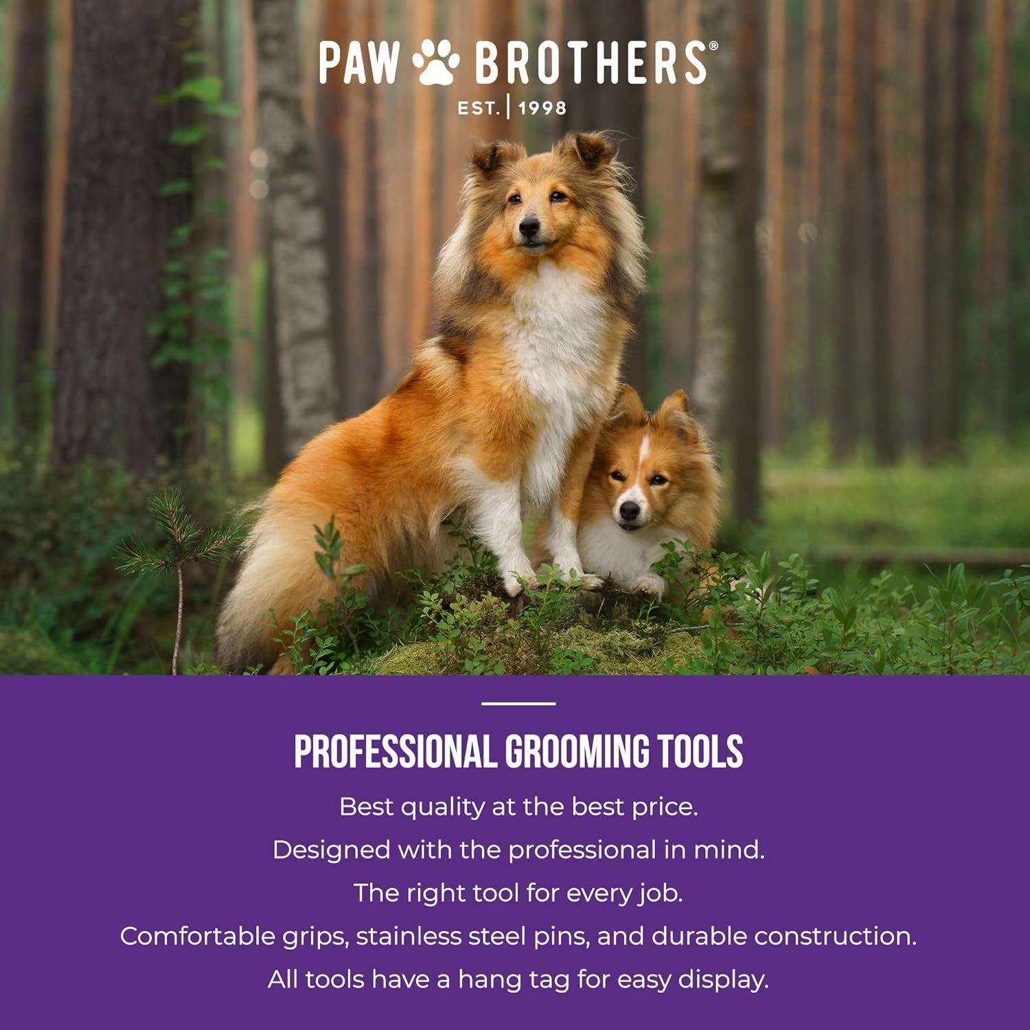 Paw Brothers Professional Grade Soft Pin Flat Slicker Brush for Large Dogs - X-Large with Coated Tips for Gentle Grooming, Effective Tangle and Mat Removal, Maximum Coverage