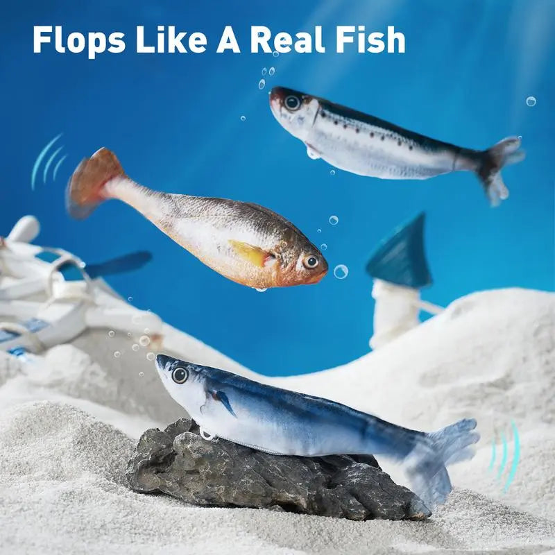 Ultra-Realistic Flopping Fish Cat Toys 3 Pack, Interactive Cat Toys for All Breeds, Tap-Activated 3 Flapping Mode, Sardine/Saury/Yellow Croaker, 7.1 Inches, with Catnip, Rechargeable,Interactive Pet Toys Tiktokshopspringglowup