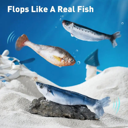 Ultra-Realistic Flopping Fish Cat Toys 3 Pack, Interactive Cat Toys for All Breeds, Tap-Activated 3 Flapping Mode, Sardine/Saury/Yellow Croaker, 7.1 Inches, with Catnip, Rechargeable,Interactive Pet Toys Tiktokshopspringglowup