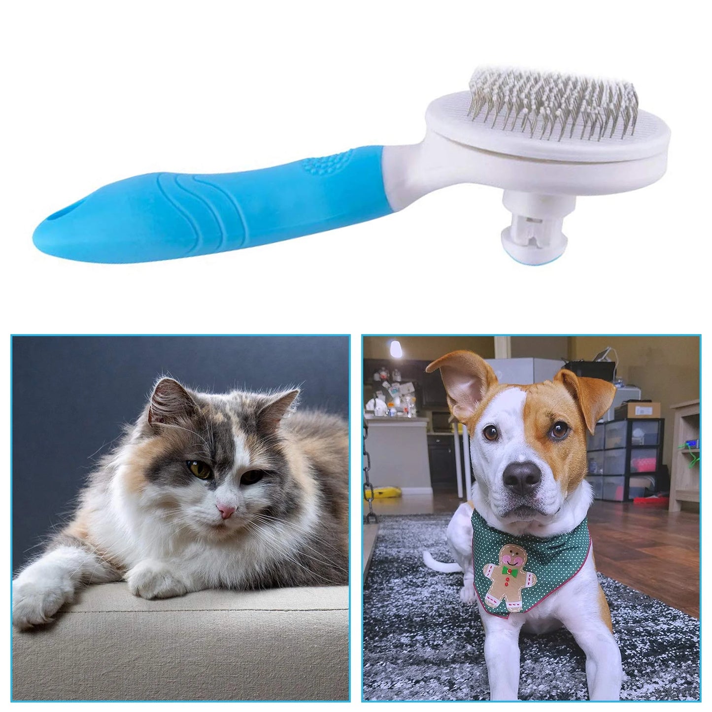 Professional Pet Grooming Brush, Self-Cleaning Deshedding Tool for Undercoat, Mats, and Knots - Suitable for All Hair Lengths