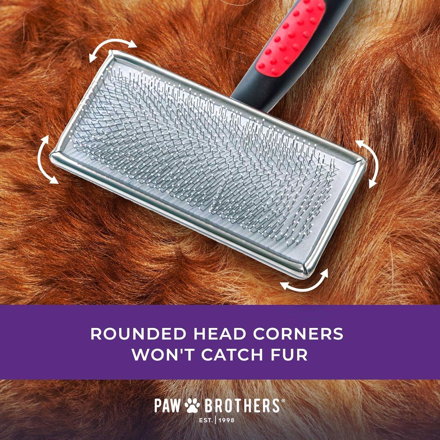 Paw Brothers Professional Grade Soft Pin Flat Slicker Brush for Large Dogs - X-Large with Coated Tips for Gentle Grooming, Effective Tangle and Mat Removal, Maximum Coverage