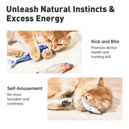 Ultra-Realistic Flopping Fish Cat Toys 3 Pack, Interactive Cat Toys for All Breeds, Tap-Activated 3 Flapping Mode, Sardine/Saury/Yellow Croaker, 7.1 Inches, with Catnip, Rechargeable,Interactive Pet Toys Tiktokshopspringglowup