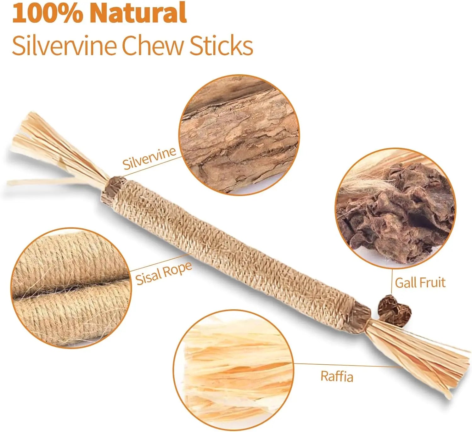 Premium Cat Chew Stick Toy, Natural Silvervine Sticks Cat Toys, Catnip Alternative Cat Chew Toys Teeth Cleaning, Matatabi Cat Treat, Edible Kitty Toys