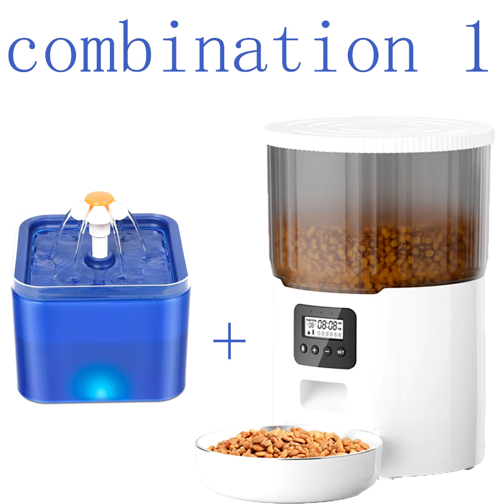 4L Smart Pet Feeder with Tuya WiFi Connectivity and 2L Automatic Drinking Fountain for Dogs and Cats