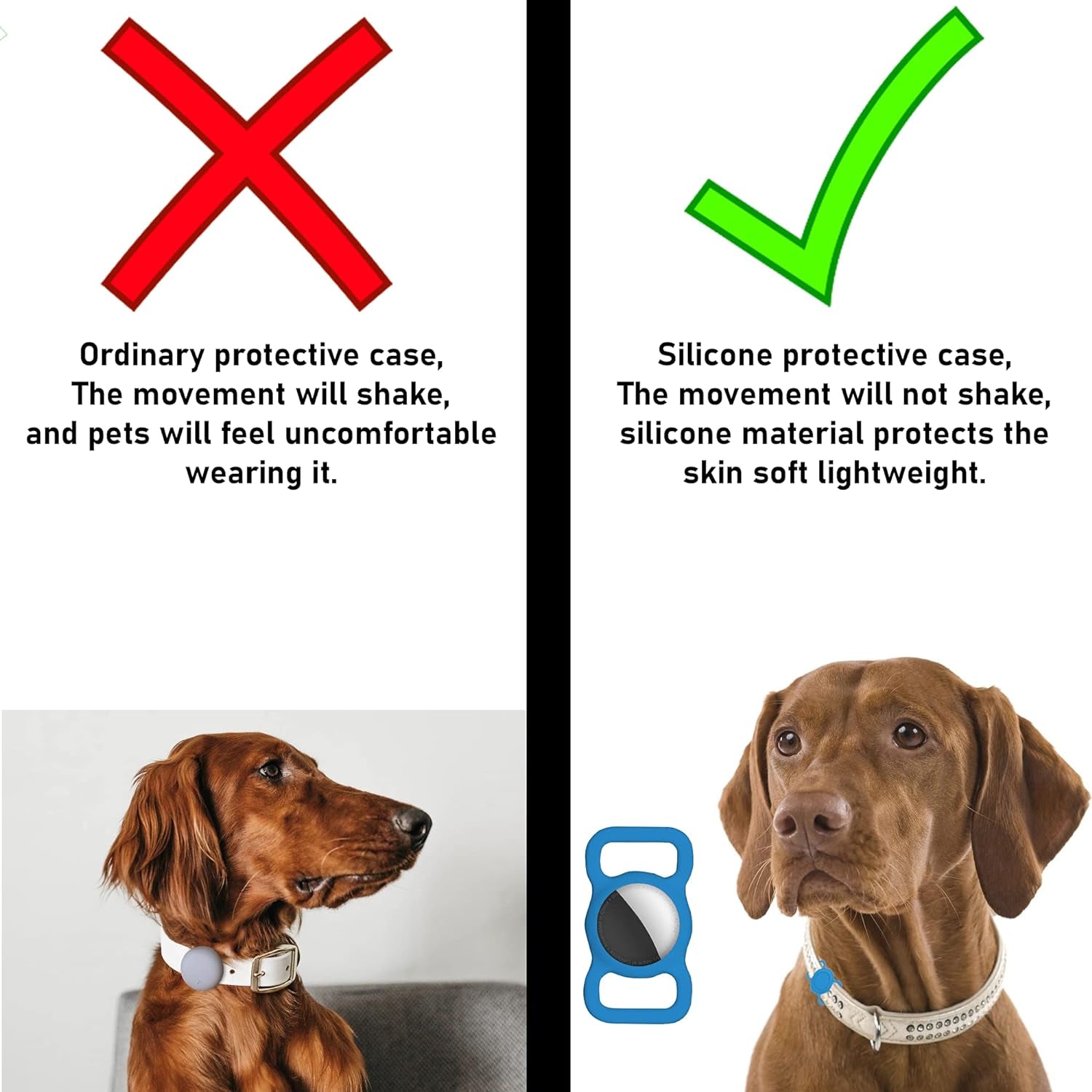 Dog Collar Holder - Protective Silicone Air Tag Case for Collars and Backpacks, Lightweight and Soft (Red)