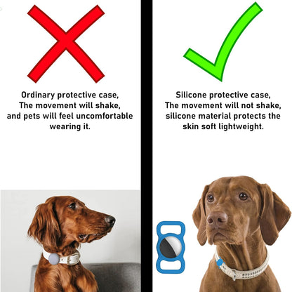 Dog Collar Holder - Protective Silicone Air Tag Case for Collars and Backpacks, Lightweight and Soft (Red)