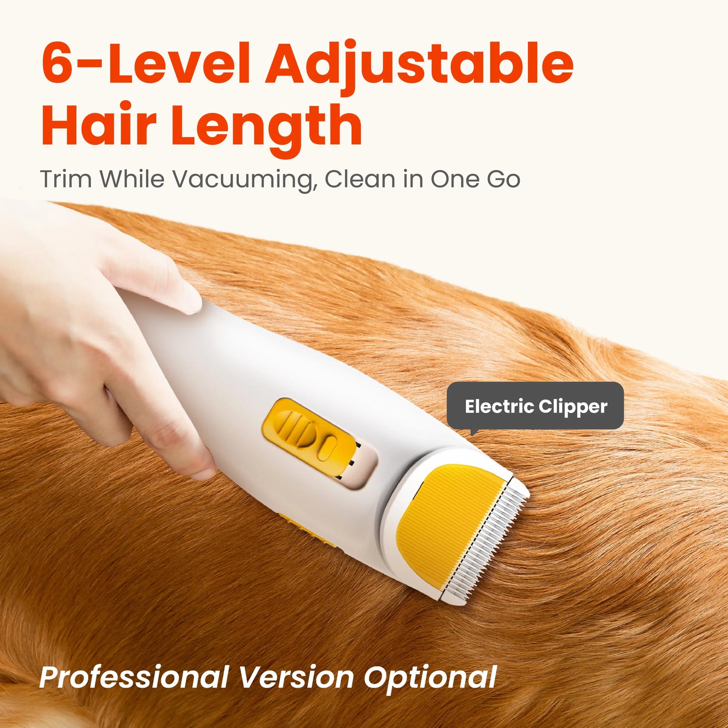 PUPPYOO 5-In-1 Pet Grooming Kit with 13000Pa Vacuum for Dogs & Cats, 1.5L Dust Cup, 4M Cord, Whisper-Quiet Operation, Adjustable Guard Combs, Hair Remover Roller