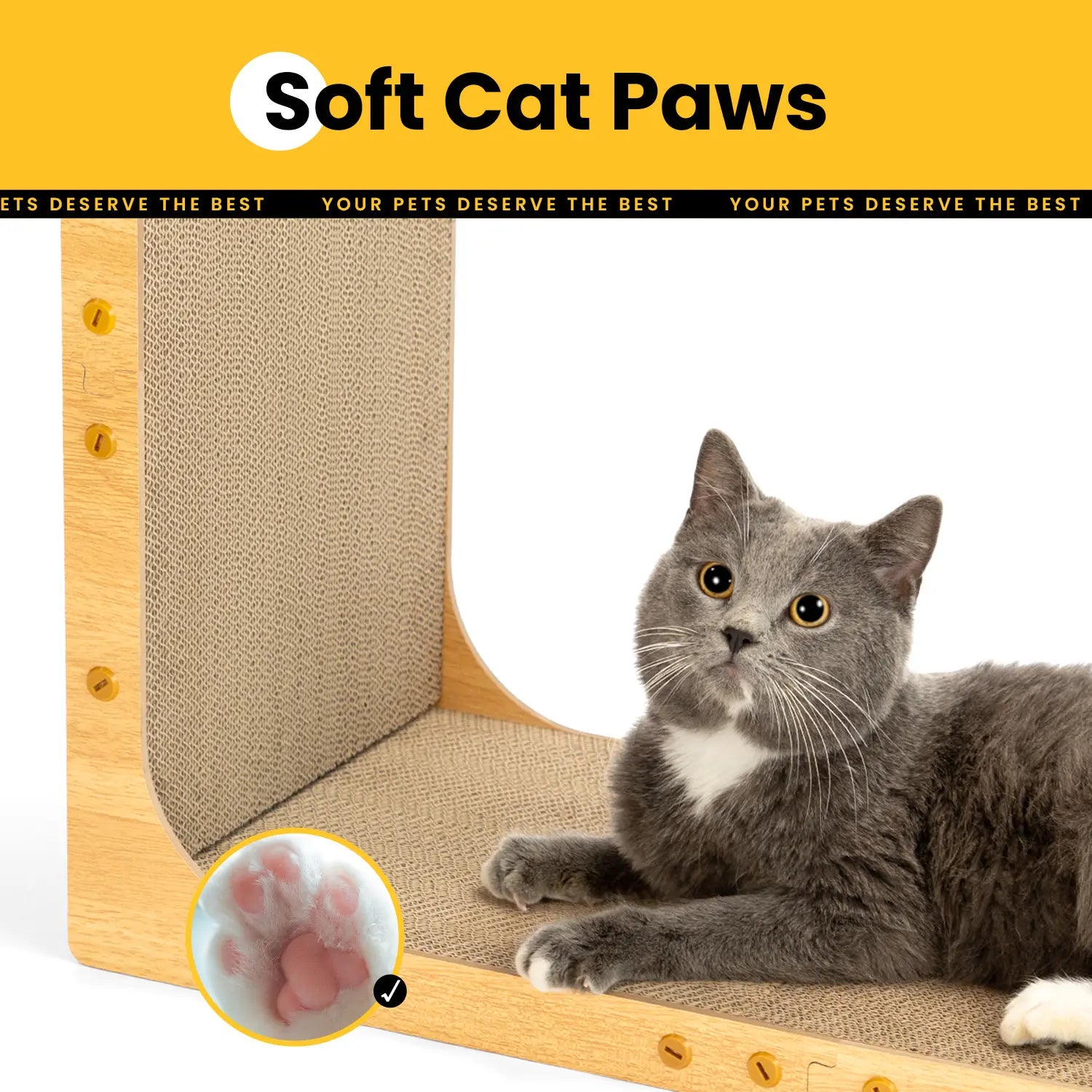 Conlun Cat Scratcher for Indoor Cats 22.8 Inch L Shaped Vertical Scratching Board with Ball Toy Light Wood L-Shaped Wall-Mounted Cat Scratcher Springtok Ramp Apartment Sturdy Home Durable Construction Easy Assembly Striped Design Tiktokshopspringglowup