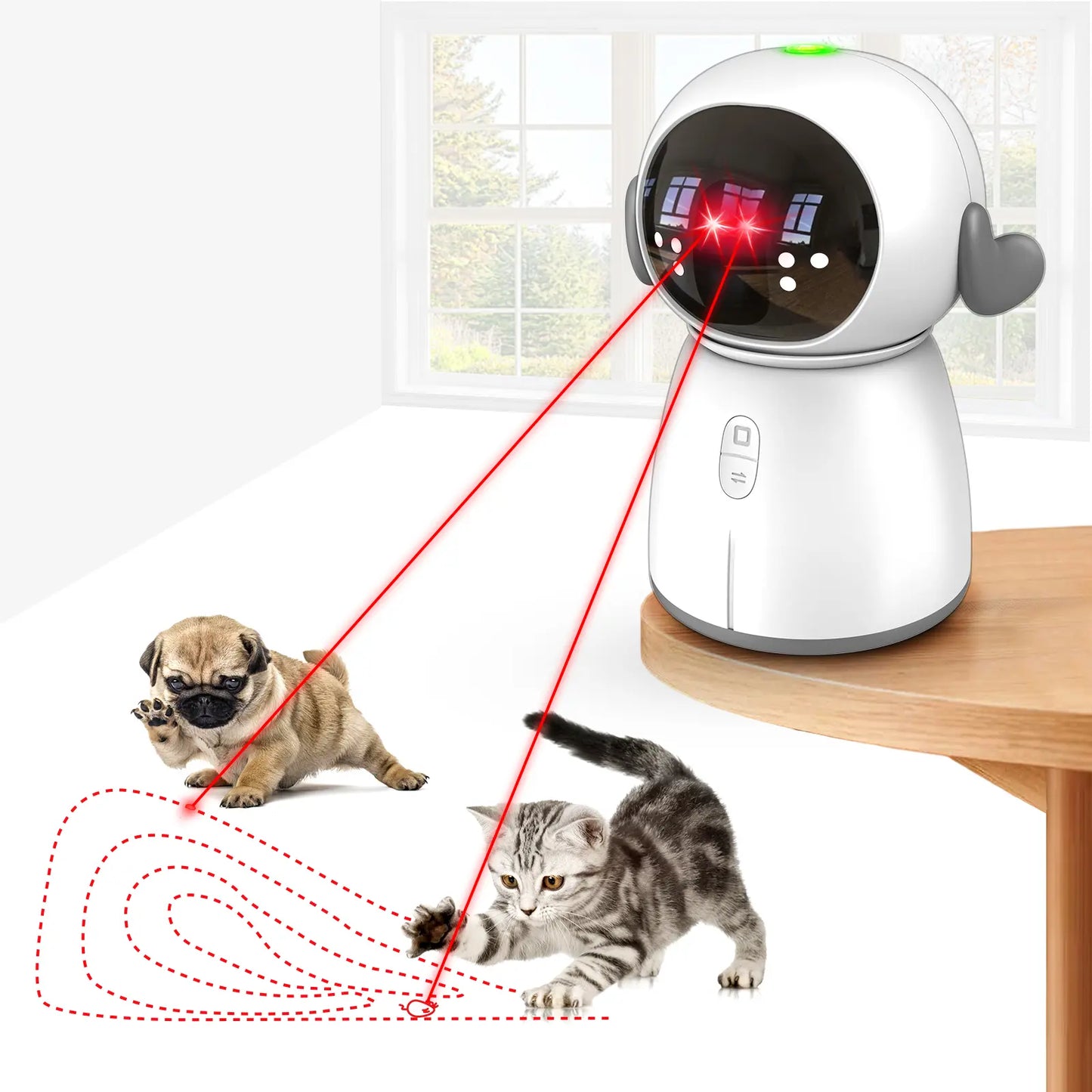 Interactive Cat Laser Toy 2026 for Indoor Use - Rechargeable Motion-Activated Device with Adjustable Angles and Dual Patterns for Engaging Play for Multiple Cats and Kittens