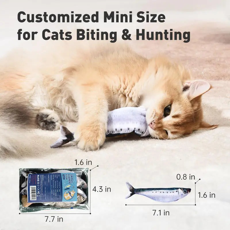 Ultra-Realistic Flopping Fish Cat Toys 3 Pack, Interactive Cat Toys for All Breeds, Tap-Activated 3 Flapping Mode, Sardine/Saury/Yellow Croaker, 7.1 Inches, with Catnip, Rechargeable,Interactive Pet Toys Tiktokshopspringglowup