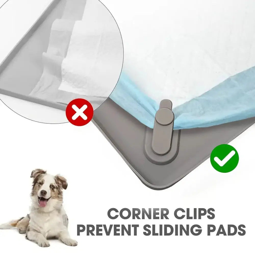 Dog Pee Pad Holder Tray for 36” X 25” with 4 Magnetic Clips Lock, Dog Training Floor Protection Trays with Non-Spill Raised Edges, Silicone Dog Potty Tray, Easy to Clean Puppy Pad Holder Tray, Puppy Potty Tray Holder for Indoor Floor Protection