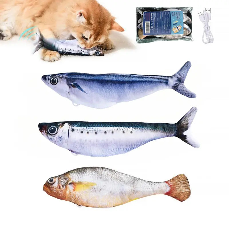 Ultra-Realistic Flopping Fish Cat Toys 3 Pack, Interactive Cat Toys for All Breeds, Tap-Activated 3 Flapping Mode, Sardine/Saury/Yellow Croaker, 7.1 Inches, with Catnip, Rechargeable,Interactive Pet Toys Tiktokshopspringglowup