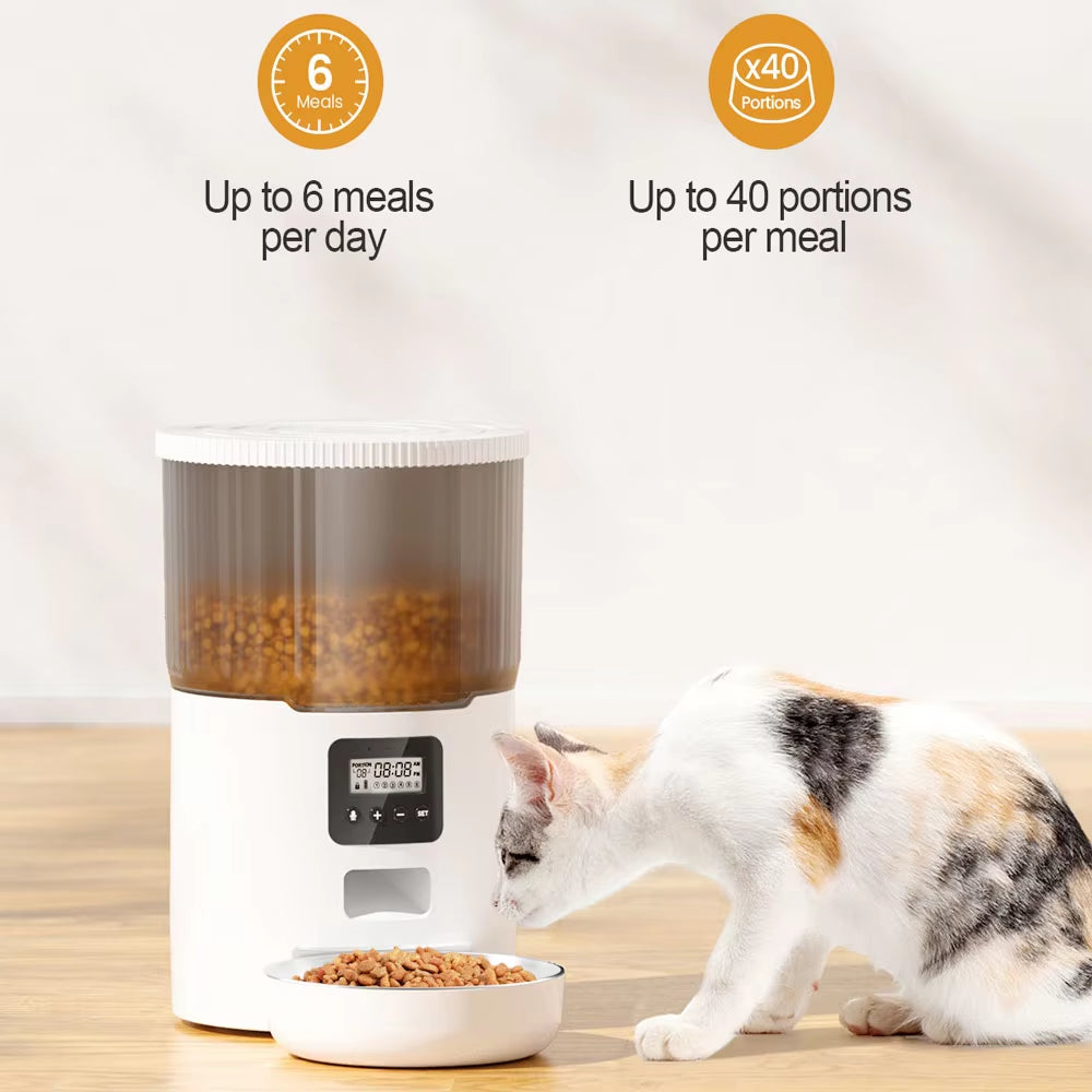 4L Smart Pet Feeder with Tuya WiFi Connectivity and 2L Automatic Drinking Fountain for Dogs and Cats
