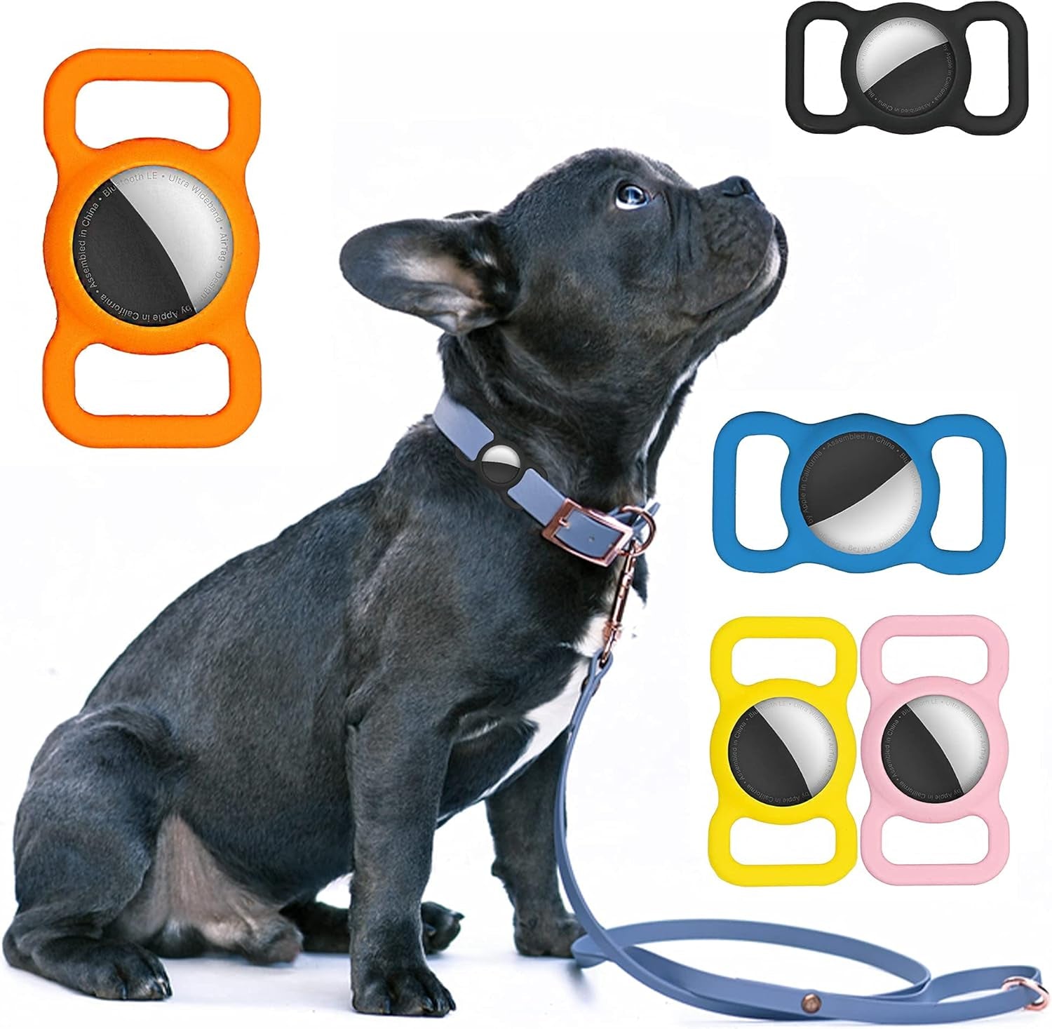 Dog Collar Holder - Protective Silicone Air Tag Case for Collars and Backpacks, Lightweight and Soft (Red)