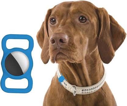 Dog Collar Holder - Protective Silicone Air Tag Case for Collars and Backpacks, Lightweight and Soft (Red)