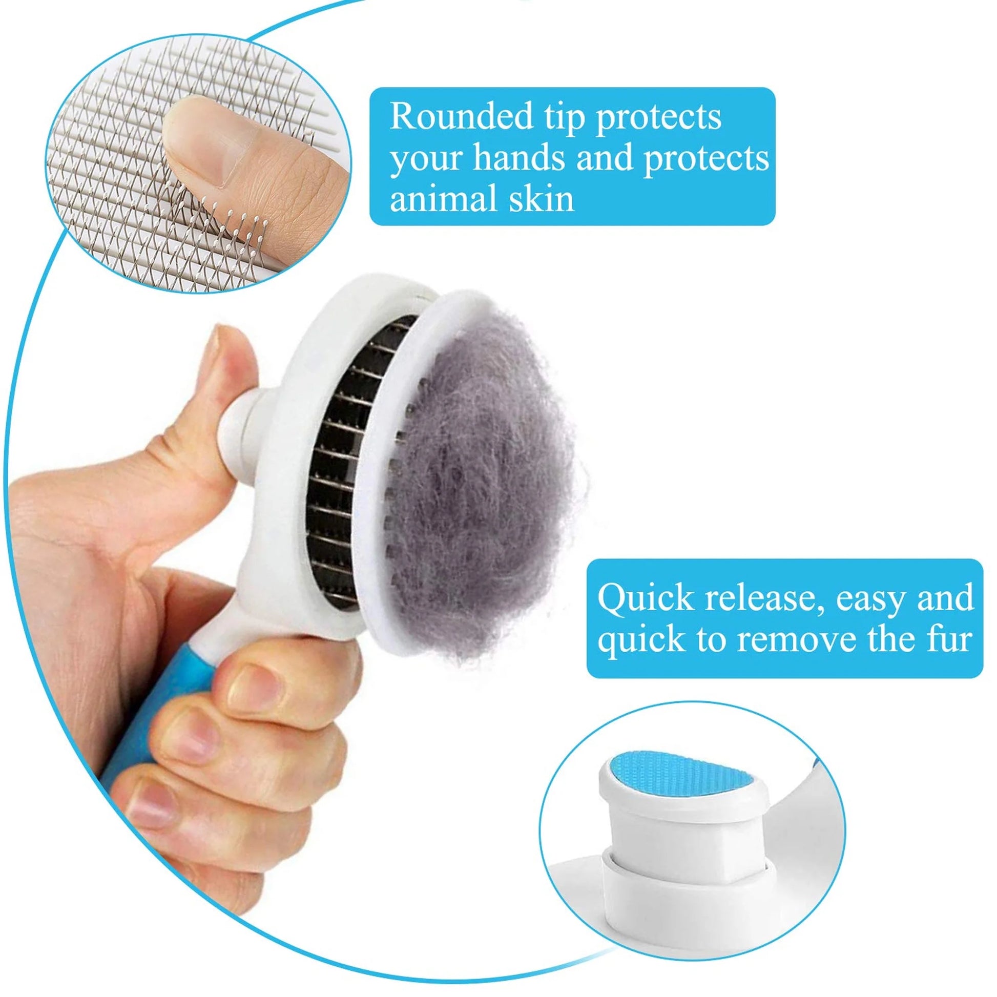 Professional Pet Grooming Brush, Self-Cleaning Deshedding Tool for Undercoat, Mats, and Knots - Suitable for All Hair Lengths