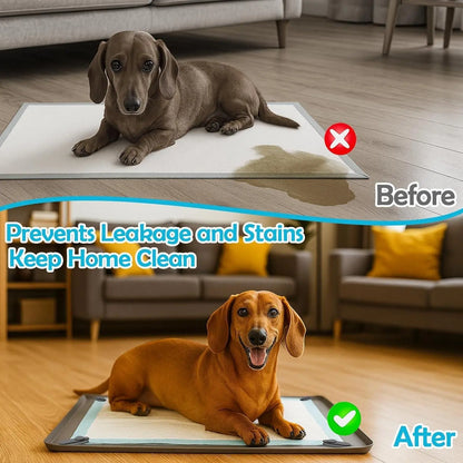 Dog Pee Pad Holder Tray for 36” X 25” with 4 Magnetic Clips Lock, Dog Training Floor Protection Trays with Non-Spill Raised Edges, Silicone Dog Potty Tray, Easy to Clean Puppy Pad Holder Tray, Puppy Potty Tray Holder for Indoor Floor Protection