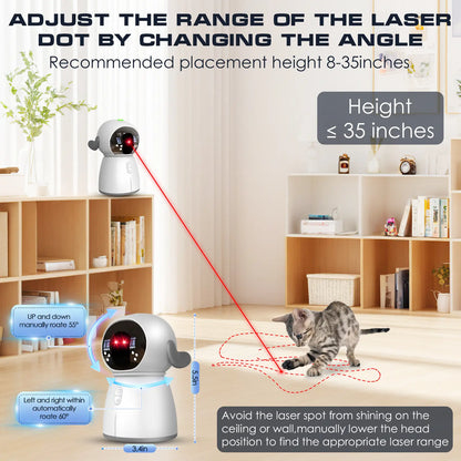 Interactive Cat Laser Toy 2026 for Indoor Use - Rechargeable Motion-Activated Device with Adjustable Angles and Dual Patterns for Engaging Play for Multiple Cats and Kittens