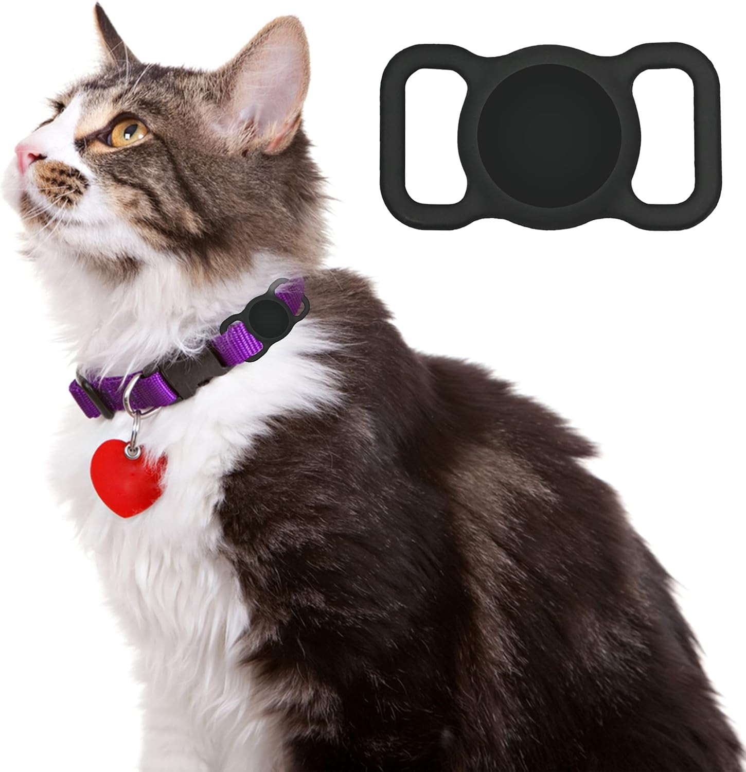 Dog Collar Holder - Protective Silicone Air Tag Case for Collars and Backpacks, Lightweight and Soft (Red)