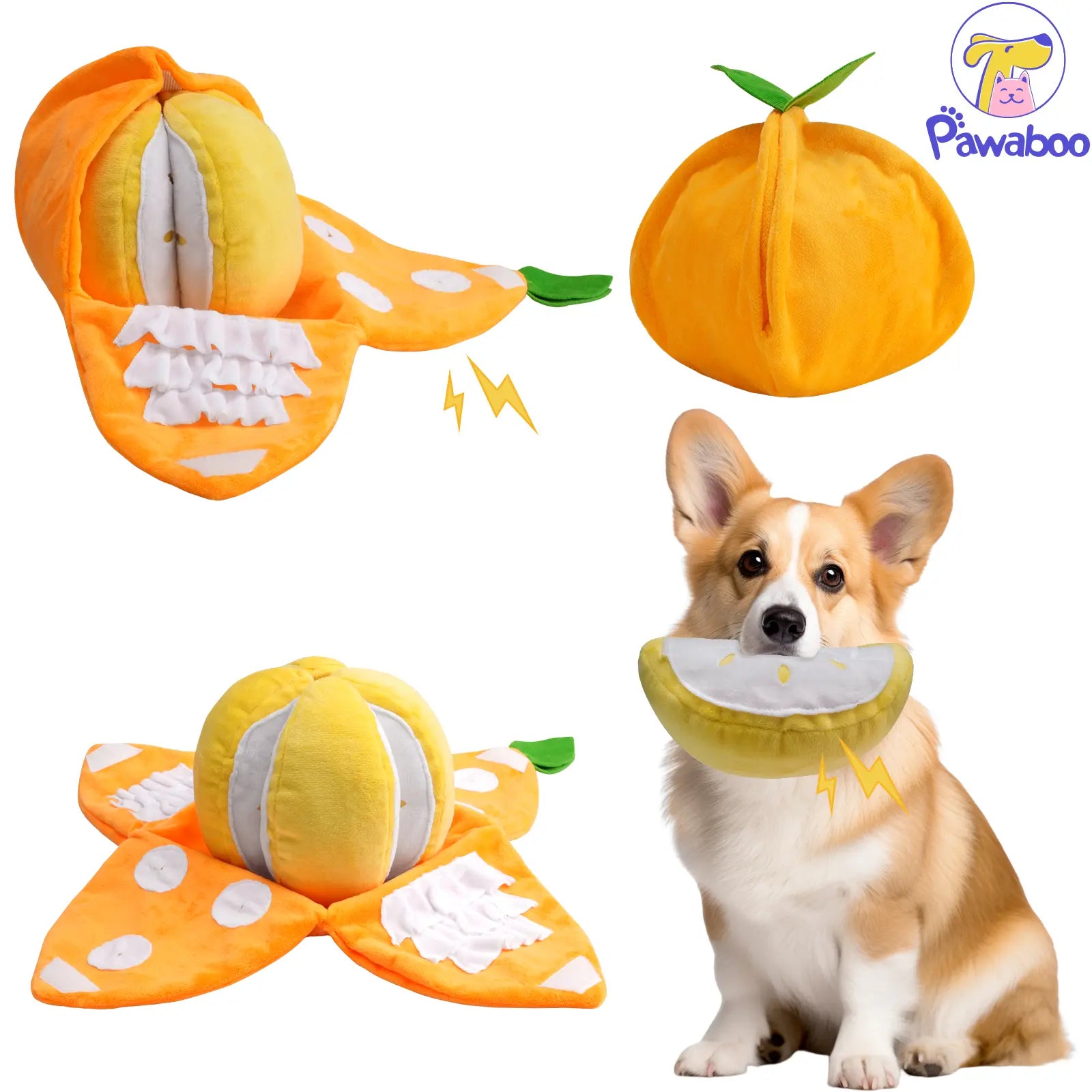 Dog Snuffle Treats Feeding Ball Toy for Slow Eating and Keep Busy, Interactive Puppy Cotton Fillings Ball Food Hidden Relieve Boredom Exercise Game IQ Training with Bell