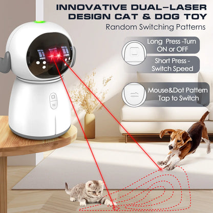Interactive Cat Laser Toy 2026 for Indoor Use - Rechargeable Motion-Activated Device with Adjustable Angles and Dual Patterns for Engaging Play for Multiple Cats and Kittens