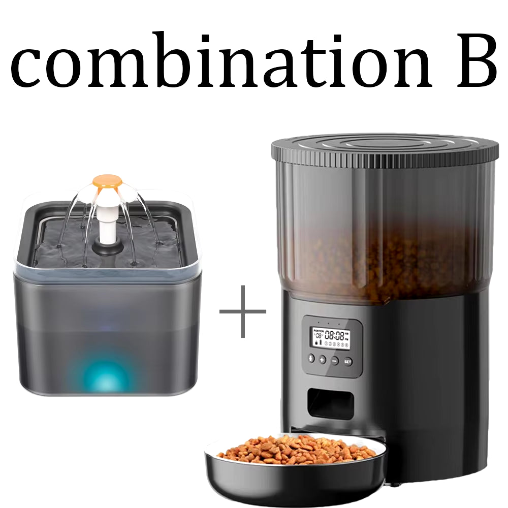 4L Smart Pet Feeder with Tuya WiFi Connectivity and 2L Automatic Drinking Fountain for Dogs and Cats
